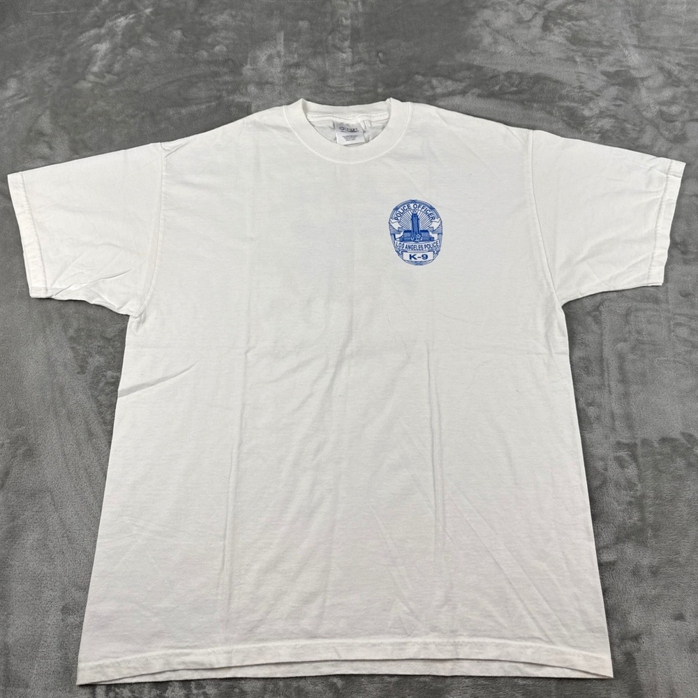 Collectible Port and Company LAPD K-9 Unit T-Shirt White Mens Large